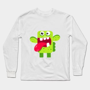 Funny green monster. Green cactus monster Long Sleeve T-Shirt